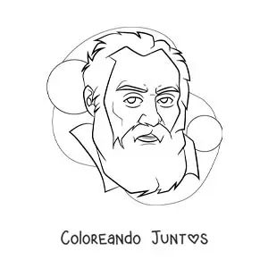 Imagen para colorear de retrato de Galileo Galilei fácil