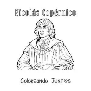 Imagen para colorear de Nicolás Copérnico animado para niños