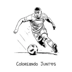 Imagen para colorear de Kylian Mbappé jugando fútbol