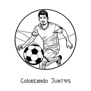 Imagen para colorear de Luis Suárez animado jugando fútbol