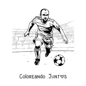 Imagen para colorear de Andrés Iniesta en un partido de fútbol