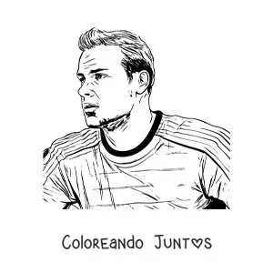 Imagen para colorear de retrato de Manuel Neuer en estilo realista