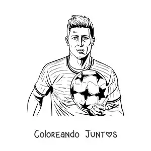 Imagen para colorear de Robert Lewandowski animado con un balón de fútbol