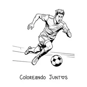 Imagen para colorear de caricatura de Robert Lewandowski jugando fútbol