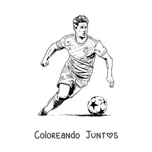 Imagen para colorear de Robert Lewandowski animado jugando fútbol