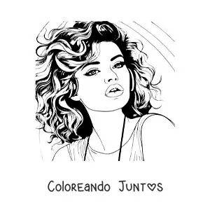 Imagen para colorear de un retrato de Selena Gómez