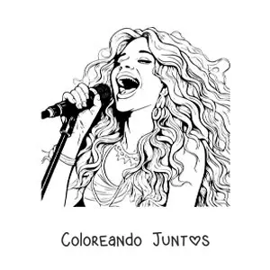 Imagen para colorear de caricatura de Shakira cantando