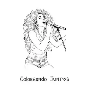 Imagen para colorear de Shakira animada cantando
