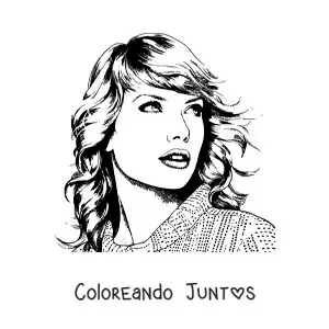 Imagen para colorear de un retrato de Taylor Swift en estilo realista