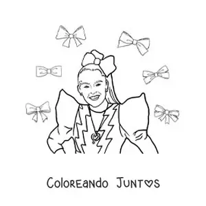 Imagen para colorear de Jojo Siwa animada con lazos