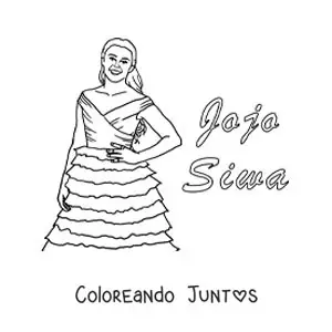 Imagen para colorear de Jojo Siwa animada con un vestido