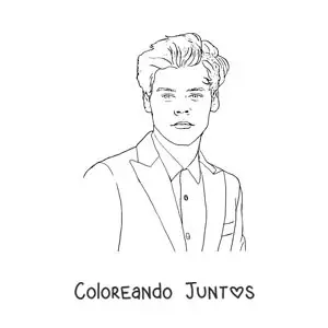 Imagen para colorear de un retrato de Harry Styles en estilo realista