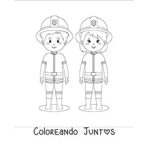 Imagen para colorear de una pareja de bomberos