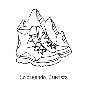 Imagen para colorear de un par de botas para escalar en las montañas