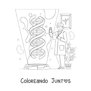 Imagen para colorear de un científico en un laboratorio de genética