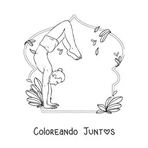 Imagen para colorear de un joven practicando yoga