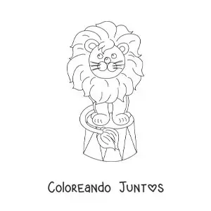Imagen para colorear de un león de circo animado