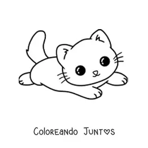 Imagen para colorear de un gato kawaii acostado
