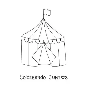 Imagen para colorear de una tienda de circo en caricatura