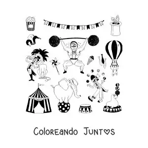 Imagen para colorear de personajes de circo animados