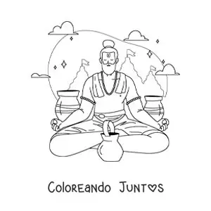 Imagen para colorear de un gurú meditando