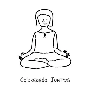 Imagen para colorear de una caricatura de una mujer meditando