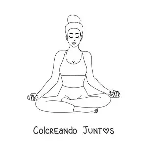 Imagen para colorear de una mujer meditando en una postura de yoga