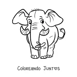 Imagen para colorear de un elefante del zoológico animado comiendo una banana