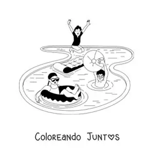 Imagen para colorear de niños jugando en una piscina
