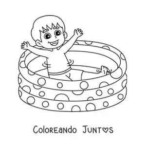 Imagen para colorear de un niño en una piscina inflable