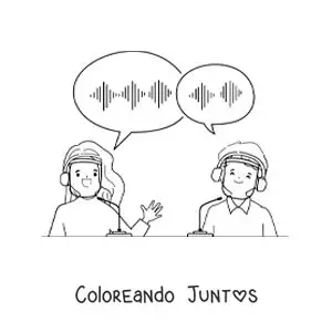 Imagen para colorear de dos locutores narrando las noticias en la radio