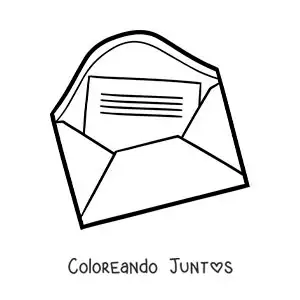 Imagen para colorear de un sobre abierto con una carta