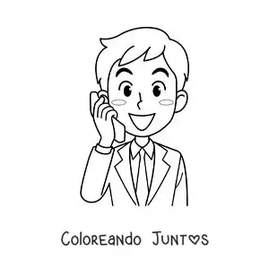 Imagen para colorear de un hombre con traje hablando por teléfono
