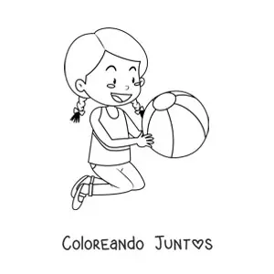 Imagen para colorear de una niña con pelota inflable