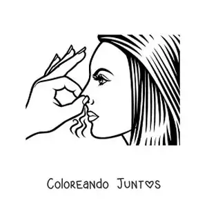 Imagen para colorear de una mujer tapando su nariz