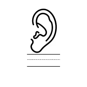 Imagen para colorear de actividad educativa para niños del sentido del oído