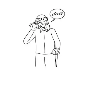 Imagen para colorear de un abuelo con sordera