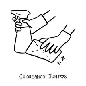 Imagen para colorear de un par de manos con guantes limpiando
