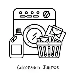 Imagen para colorear de una lavadora y jabón para la ropa