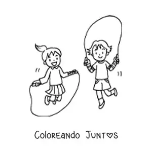 Imagen para colorear de un par de niños saltando la cuerda