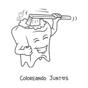 Imagen para colorear de una caricatura de un diente animado cepillándose
