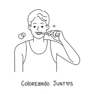 Imagen para colorear de un hombre cepillándose los dientes