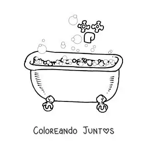 Imagen para colorear de una bañera con espuma