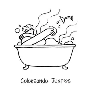 Imagen para colorear de una persona tomando un baño caliente
