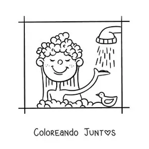 Imagen para colorear de una caricatura de una niña en la ducha