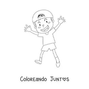 Imagen para colorear de un niño saltando alegre