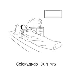 Imagen para colorear de un hombre dormido en la cama soñando