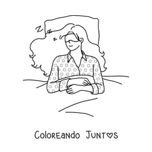 Imagen para colorear de una chica durmiendo en su cama con antifaz