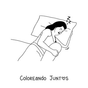 Imagen para colorear de una mujer dormida en la cama