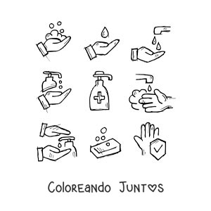 Imagen para colorear de símbolos de lavarse las manos